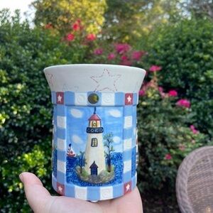 Yankee candle red white and blue wax warmer with lighthouses